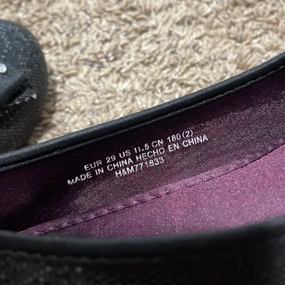 H&M Girl Black Sparkly Shoes Size 11.5